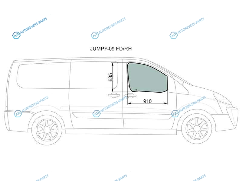 JUMPY-09 FDRH Стекло переднее правое опускное FIAT SCUDOPEUGEOT EXPERTCITROEN JUMPY 07-16