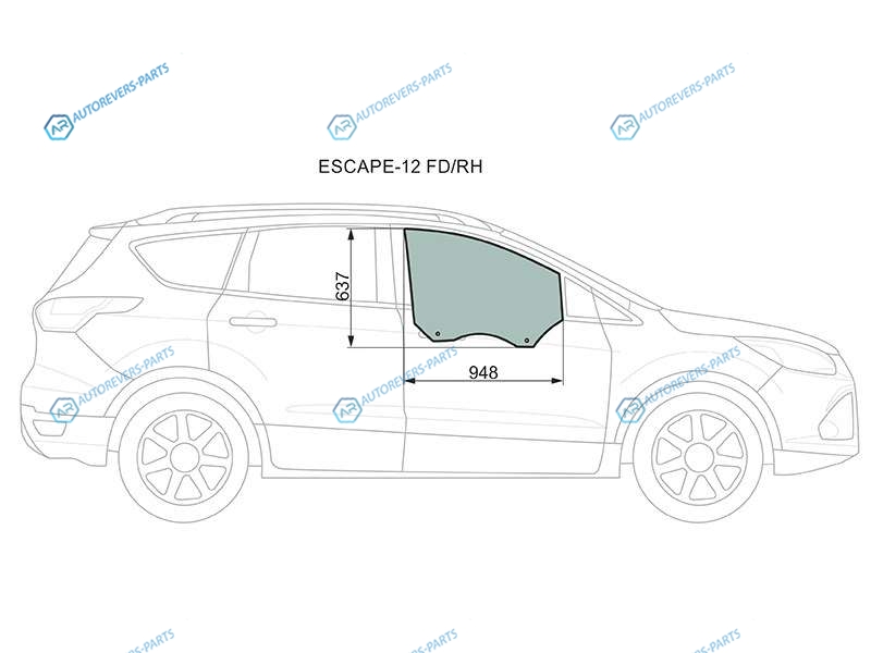 ESCAPE-12 FDRH Стекло переднее правое опускное FORD ESCAPEKUGA 12-19