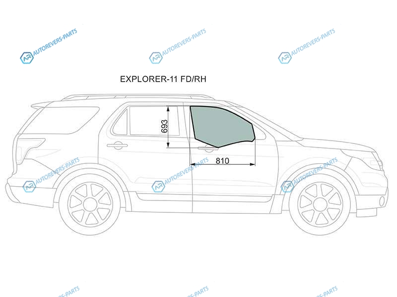 EXPLORER-11 FDRH Стекло переднее правое опускное FORD EXPLORER 11-19
