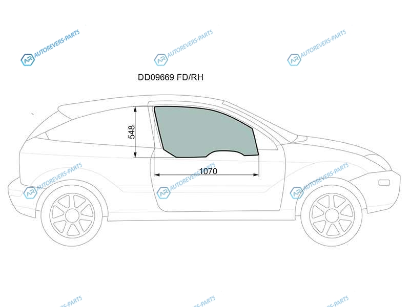 DD09669 FDRH Стекло переднее правое опускное FORD FOCUS (I)3D 00-05