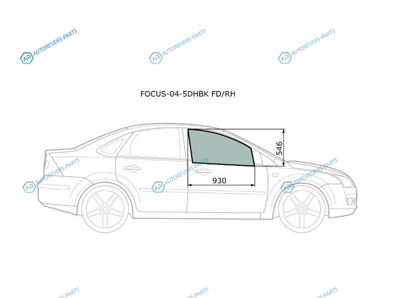 FOCUS-04-5DHBK FDRH Стекло переднее правое опускное FORD FOCUS II 45D 05-11
