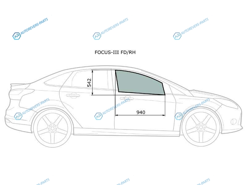 FOCUS-III FDRH Стекло переднее правое опускное FORD FOCUS III 45D HBK 11-19