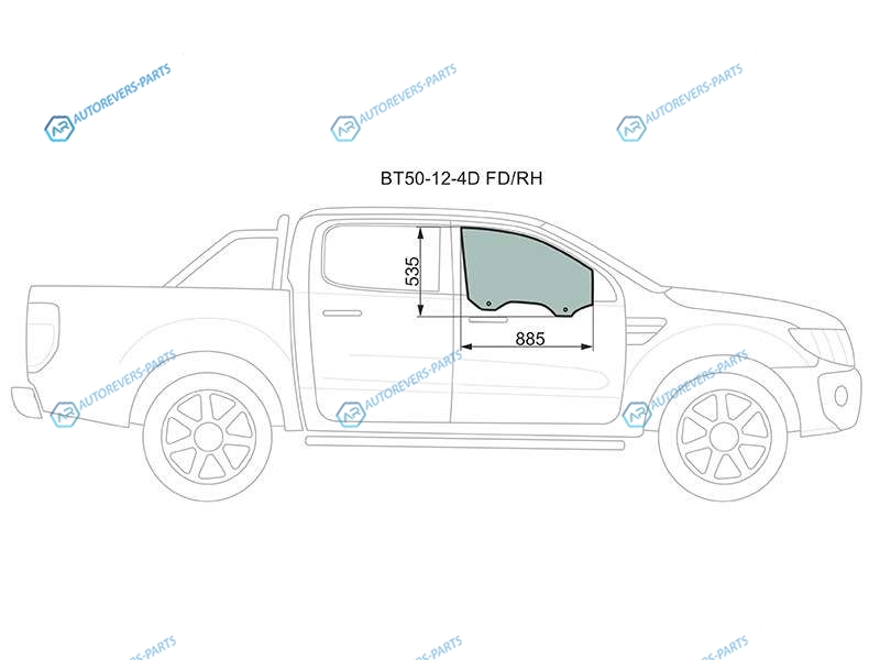 BT50-12-4D FDRH Стекло переднее правое опускное FORD RANGER PICK UP 11-15 MAZDA BT50 11-