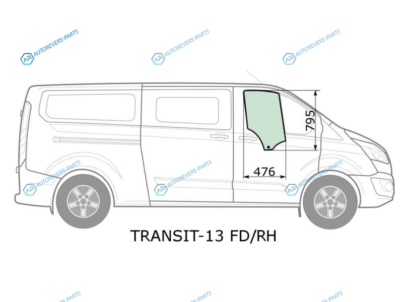 TRANSIT-13 FDRH Стекло переднее правое опускное FORD TRANSIT CUSTOM VAN 13-