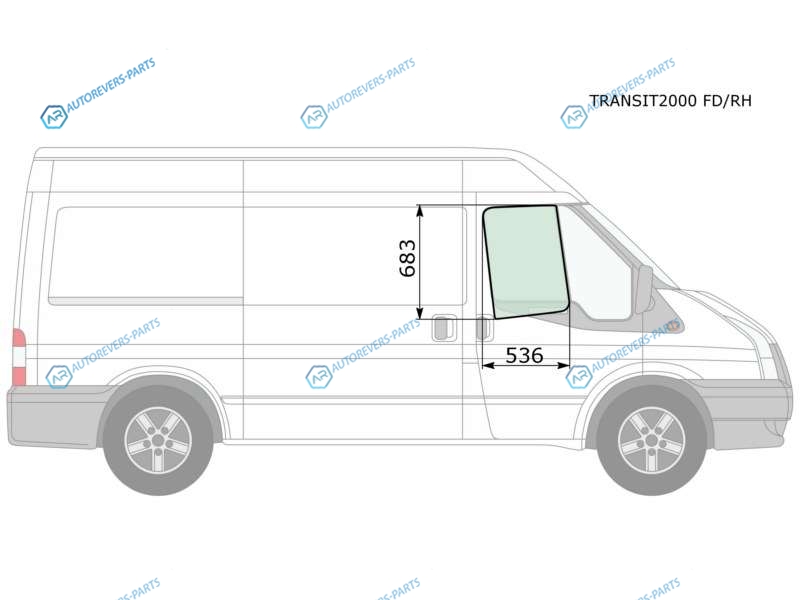TRANSIT2000 FDRH Стекло переднее правое опускное FORD TRANSIT VAN 00-
