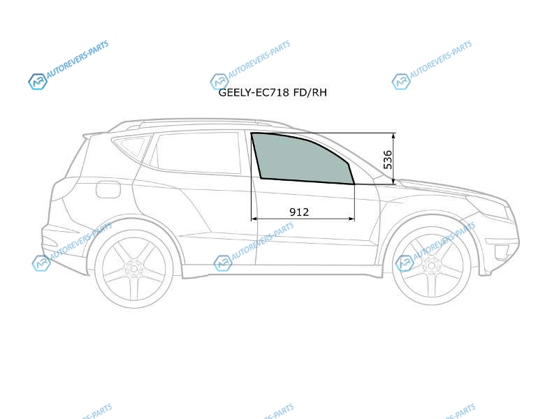 GEELY-EC718 FDRH Стекло переднее правое опускное GEELY EMGRAND EC7 45D 09-16