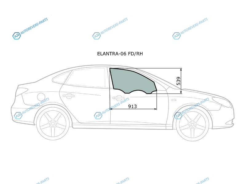 ELANTRA-06 FDRH Стекло переднее правое опускное HYUNDAI AVANTEELANTRA 06-10