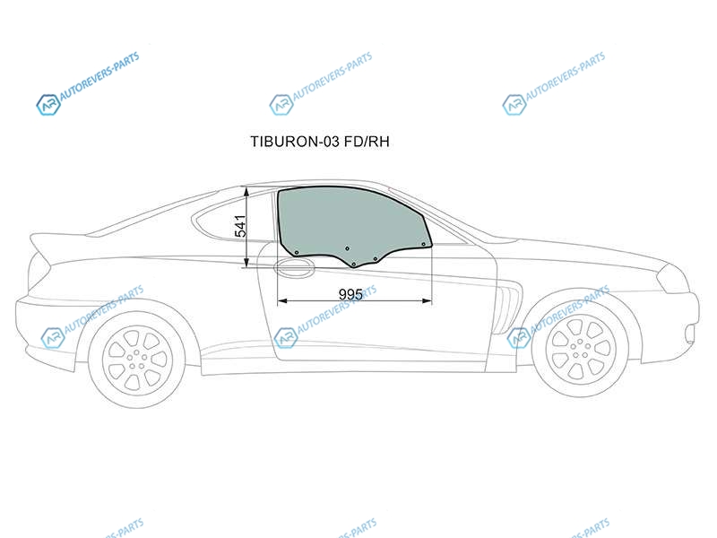 TIBURON-03 FDRH Стекло переднее правое опускное HYUNDAI COUPETIBURONTUSCANI 02-09