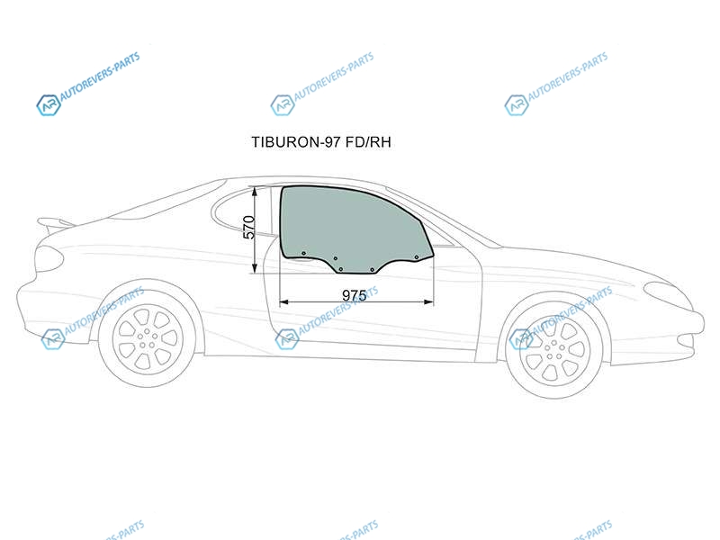 TIBURON-97 FDRH Стекло переднее правое опускное HYUNDAI COUPETIBURONTUSCANI 96-02