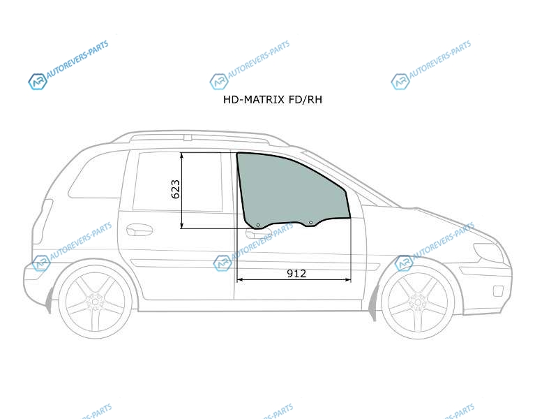 HD-MATRIX FDRH Стекло переднее правое опускное HYUNDAI MATRIXLAVITA 01-10