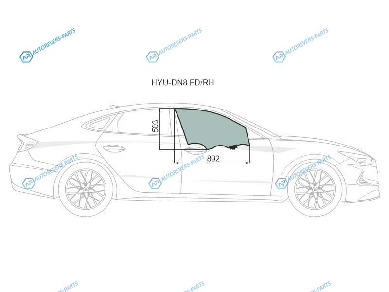 HYU-DN8 FDRH Стекло переднее правое опускное HYUNDAI SONATA (DN8) 4D 20-
