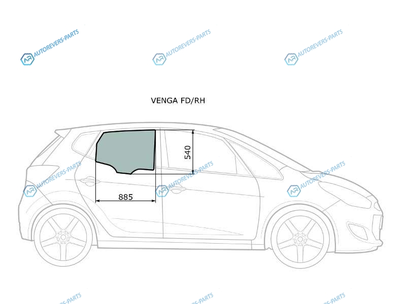 VENGA FDRH Стекло переднее правое опускное KIA VENGAHYUNDAI IX20 09-18