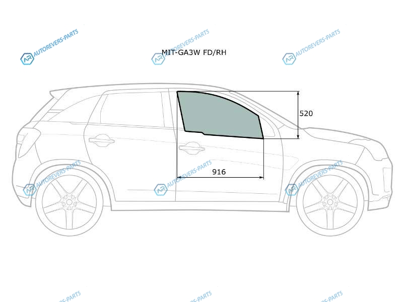 MIT-GA3W FDRH Стекло переднее правое опускное MITSUBISHI ASXRVR GAW 10-CITROEN C4 AIRCROSS 12-17 PEUGEOT 4008