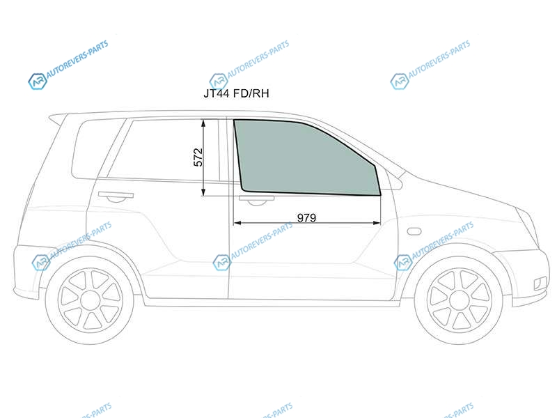 JT44 FDRH Стекло переднее правое опускное MITSUBISHI DINGO 98-02MITSUBISHI DION 00-05HAFEI SIMBO 06-08