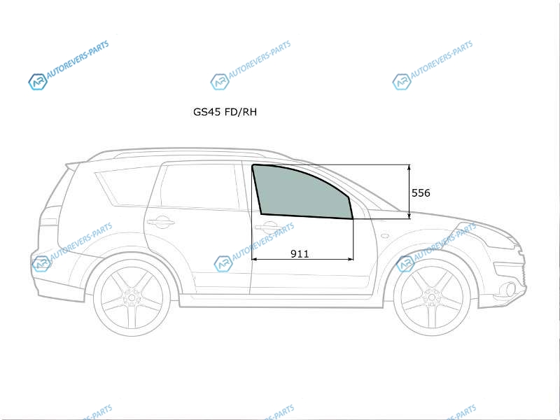 GS45 FDRH Стекло переднее правое опускное MITSUBISHI OUTLANDER XL CWW 05-12PEUGEOT 4007 07-12