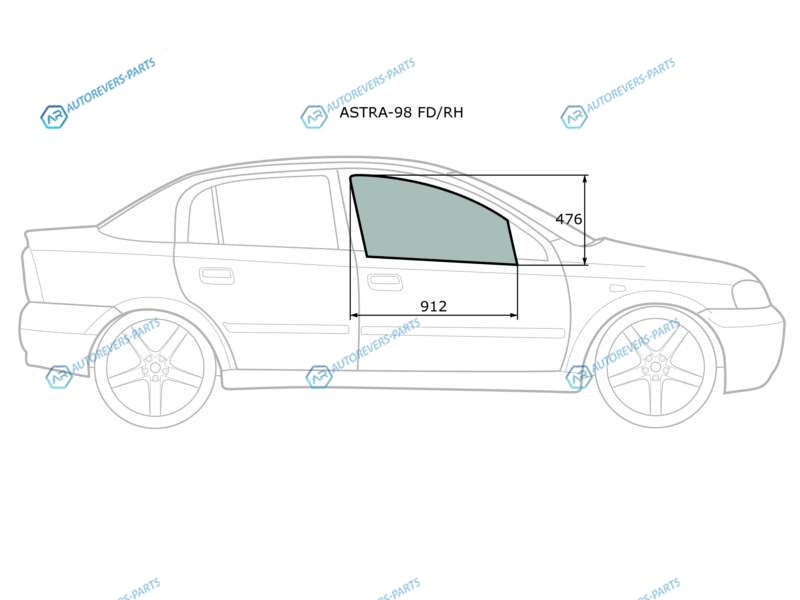 ASTRA-98 FDRH Стекло переднее правое опускное OPEL ASTRA G 345D 98-04CHEVROLET VIVA 4D 04-08