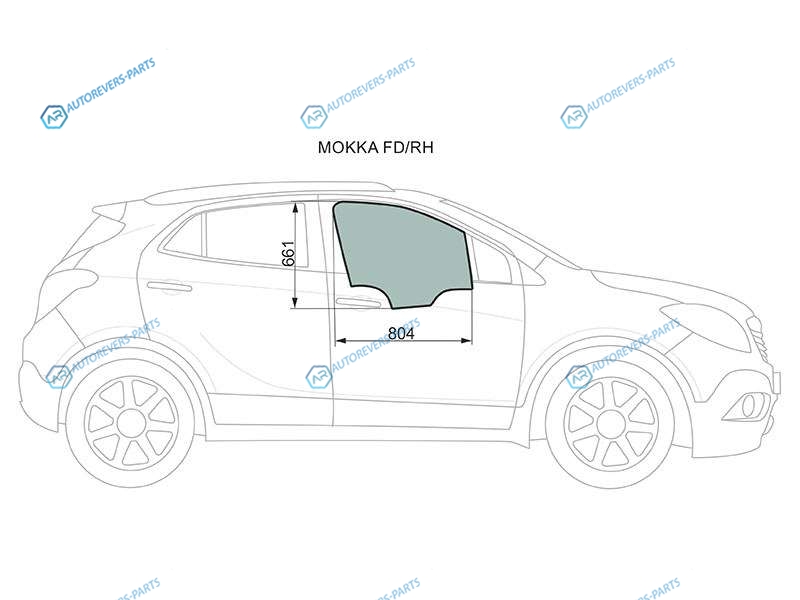 MOKKA FDRH Стекло переднее правое опускное OPEL 12-