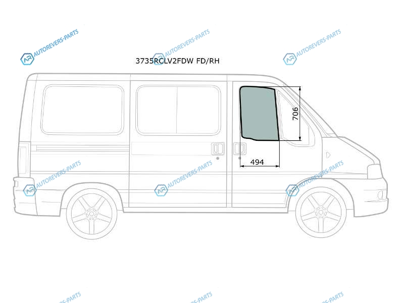 3735RCLV2FDW FDRH Стекло переднее правое опускное PEUGEOT BOXERCITROEN JUMPERFIAT DUCATO 94-06