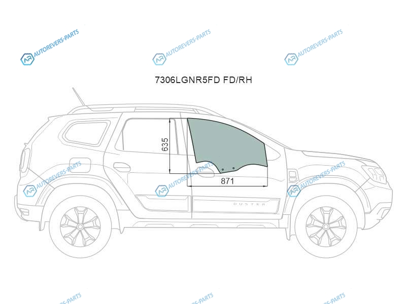 7306RGNR5FD FDRH Стекло переднее правое опускное RENAULT DUSTER 21-