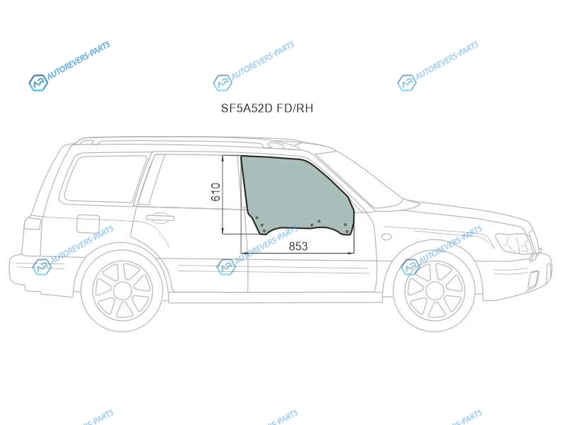 SF5A52D FDRH Стекло переднее правое опускное SUBARU FORESTER 97-02