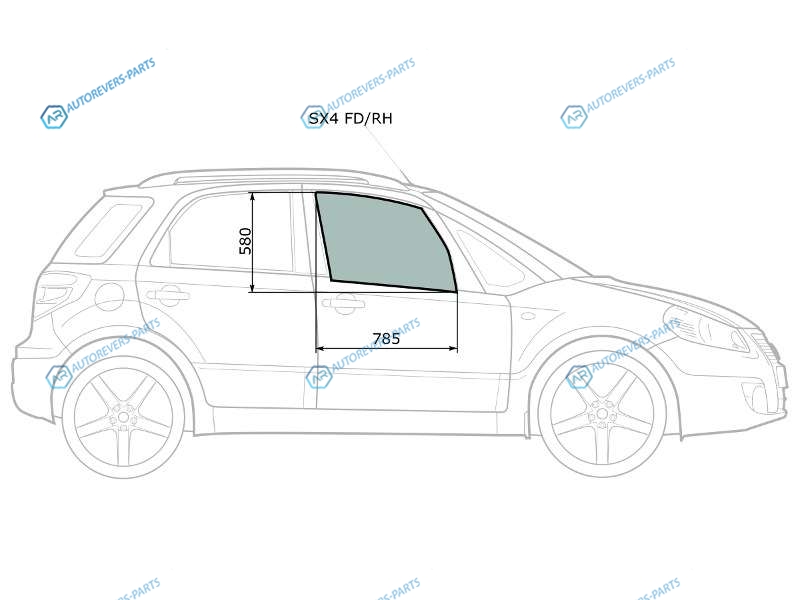 SX4 FDRH Стекло переднее правое опускное SUZUKI 45D 06-14