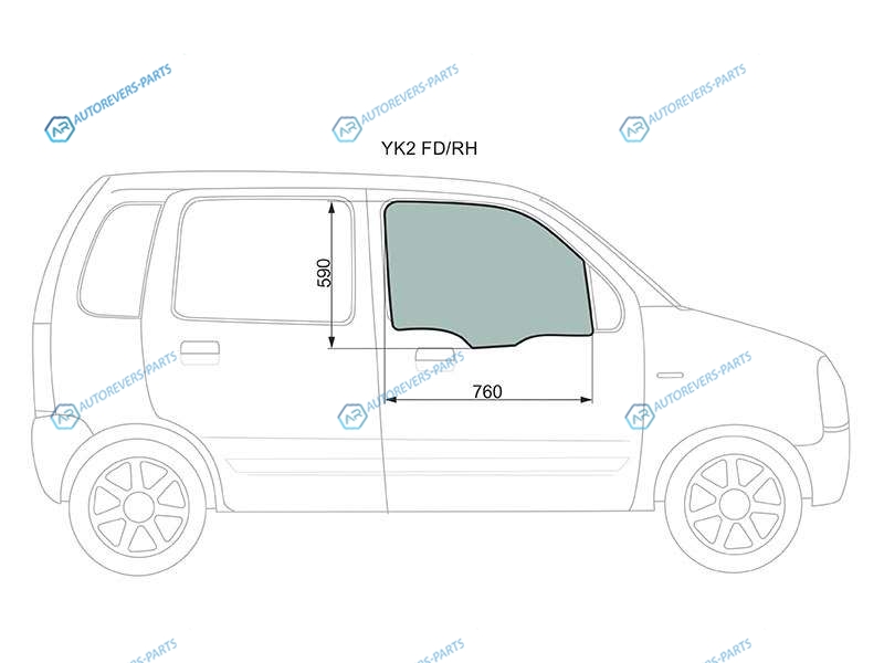 YK2 FDRH Стекло переднее правое опускное SUZUKI WAGON R 5D 00-10