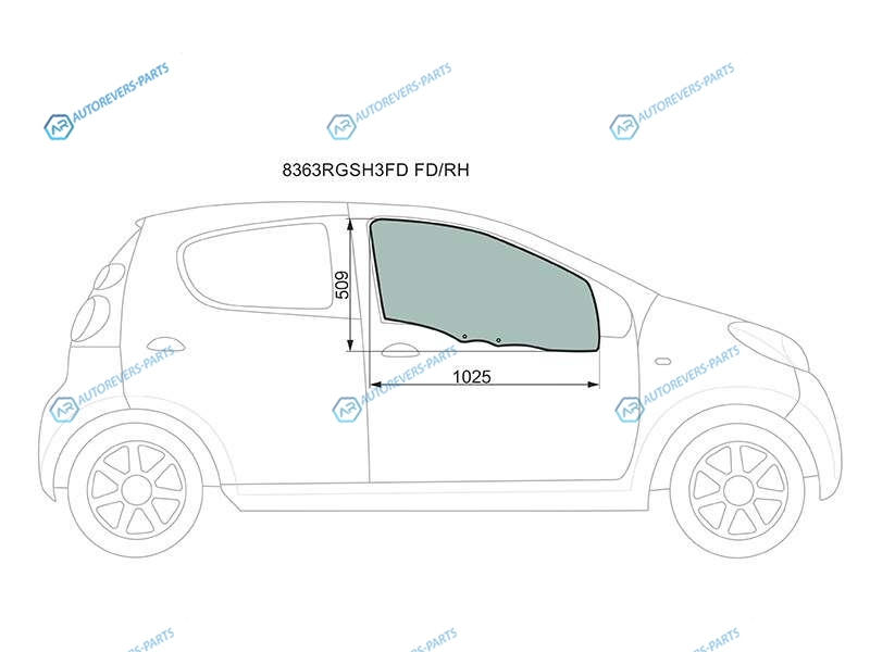 8363RGSH3FD FDRH Стекло переднее правое опускное TOYOTA AYGOPEUGEOT 107CITROEN C1 3D 05-14