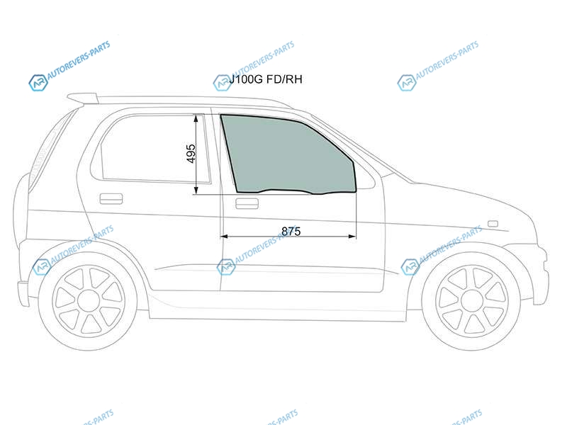 J100G FDRH Стекло переднее правое опускное TOYOTA CAMI J1E 99-05DAIHATSU TERIOS J10 97-06
