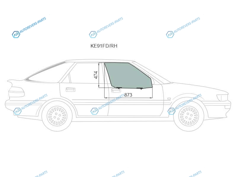 KE91 FDRH Стекло переднее правое опускное TOYOTA COROLLA E9 5D LBKSPRINTER CARIB 88-95