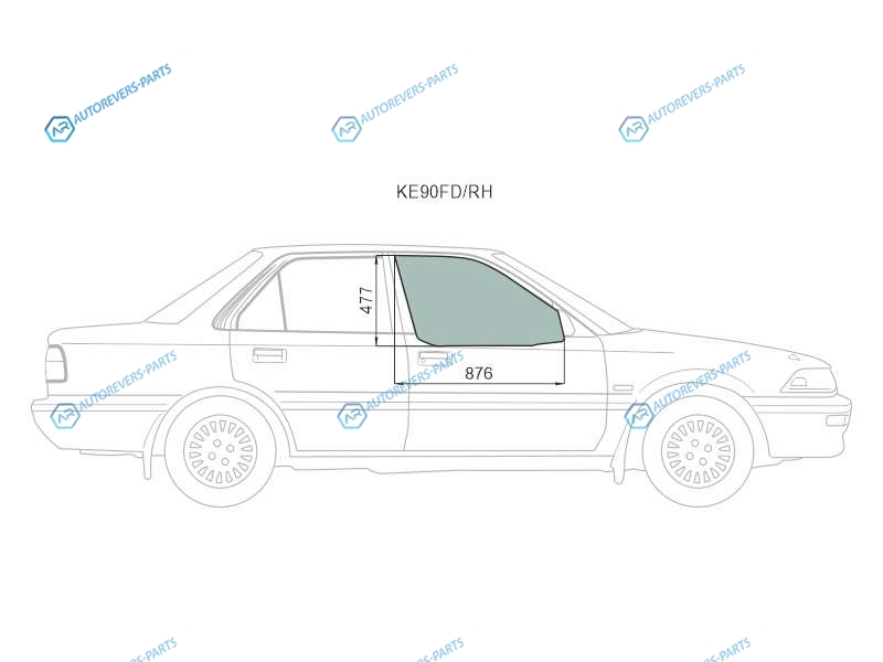 KE90 FDRH Стекло переднее правое опускное TOYOTA COROLLA EE90 4D SED 87-91