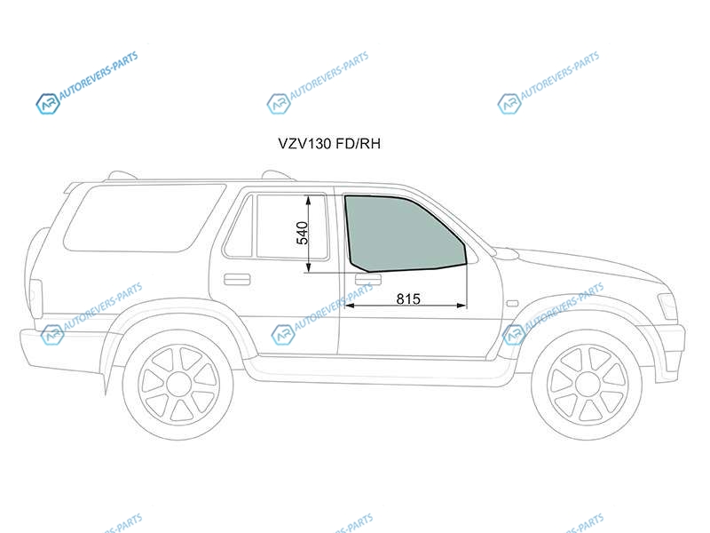 VZV130 FDRH Стекло переднее правое опускное TOYOTA HILUX SURF4RUNNER 88-95