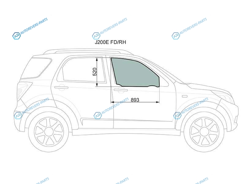 J200E FDRH Стекло переднее правое опускное TOYOTA RUSHDAIHATSU TERIOSBE-GO 06-