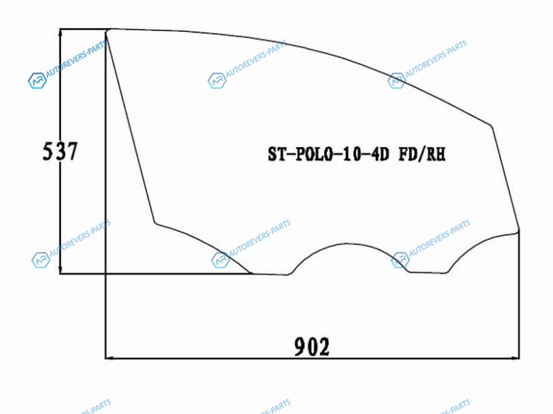 SPG-POLO-10-4D FDRH Стекло переднее правое опускное VOLKSWAGEN POLO V 4D SED 09-