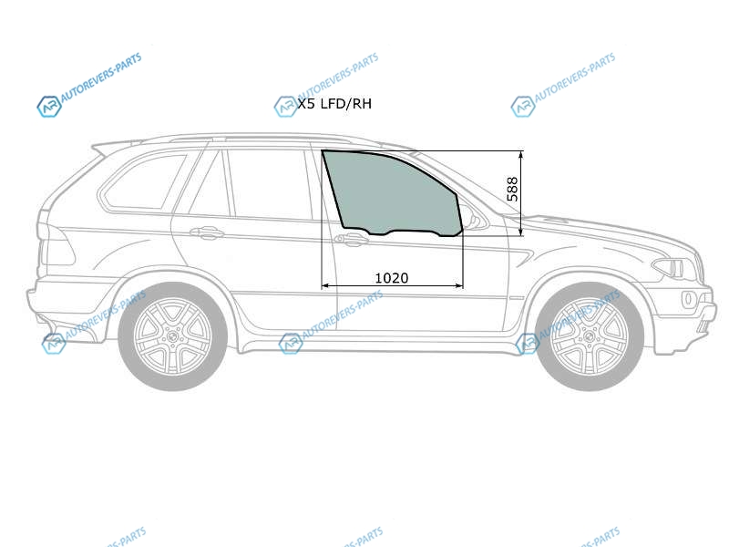 X5 LFDRH Стекло переднее правое опускное триплекс BMW E53 00-06