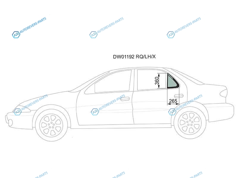 DW01192 RQLHX Стекло форточки (уголок) задней левой двери CHEVROLET CAVALIER 4D 95-05TOYOTA 95-00