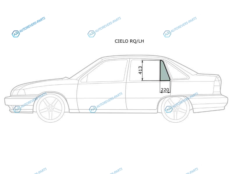 CIELO RQLH Стекло форточки (уголок) задней левой двери DAEWOO NEXIA 95-16
