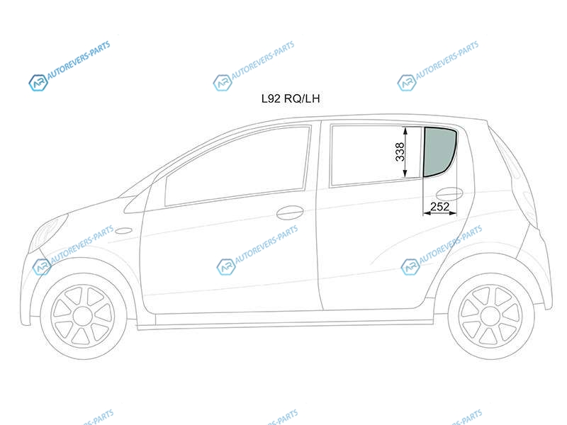L92 RQLH Стекло форточки (уголок) задней левой двери DAIHATSU MIRA 5D HBK 06-18