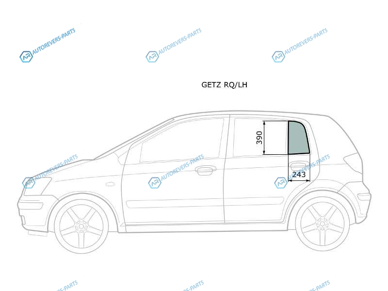 GETZ RQLH Стекло форточки (уголок) задней левой двери HYUNDAI GETZCLICK 5D 02-10