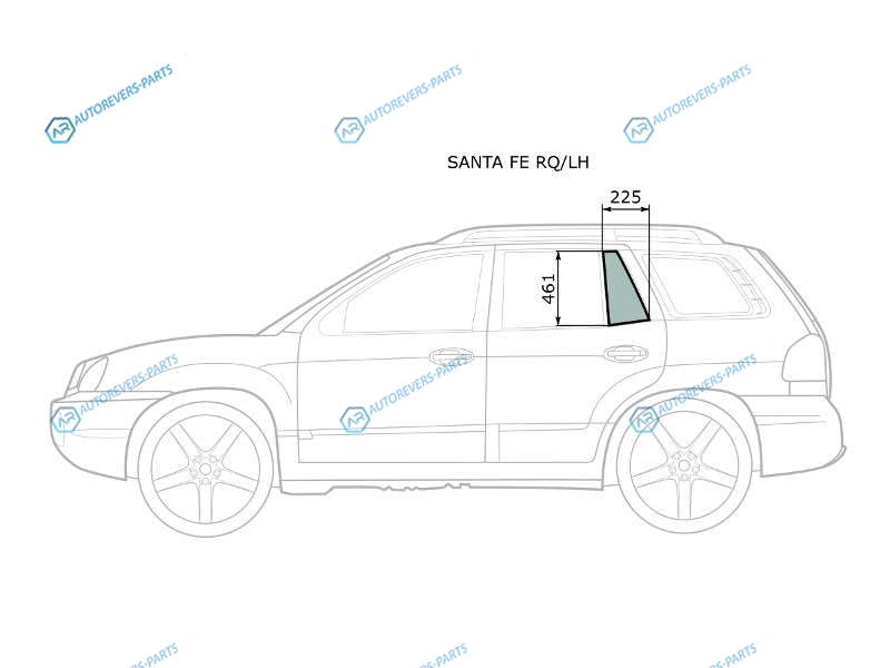 SANTA FE RQLH Стекло форточки (уголок) задней левой двери HYUNDAI 00-06TAGAZ 06-