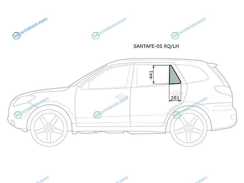 SANTAFE-05 RQLH Стекло форточки (уголок) задней левой двери HYUNDAI SANTA FE 06-12