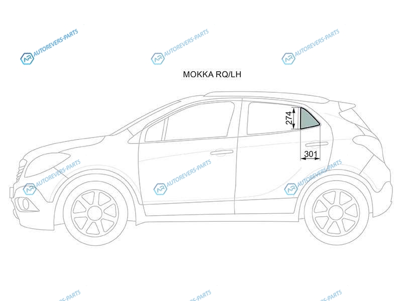 MOKKA RQLH Стекло форточки (уголок) задней левой двери OPEL 12-