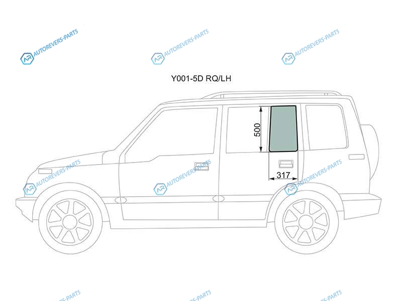 Y001-5D RQLH Стекло форточки (уголок) задней левой двери SUZUKI ESCUDOVITARA 5D 89-97