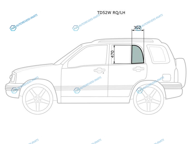 TD52W RQLH Стекло форточки (уголок) задней левой двери SUZUKI GRAND VITARAESCUDOCHEVROLET TRACKER 5D 97-05