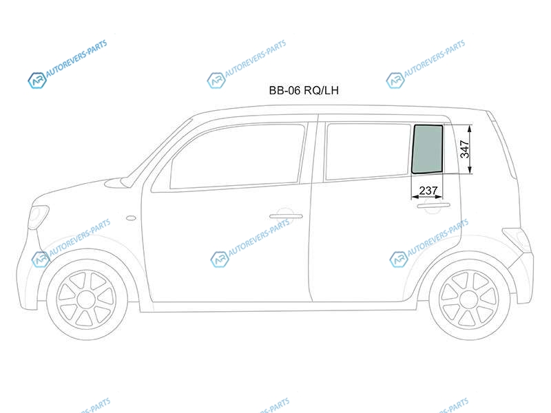 BB-06 RQLH Стекло форточки (уголок) задней левой двери TOYOTA bB 06-16DAIHATSU COOMATERIA 06-13