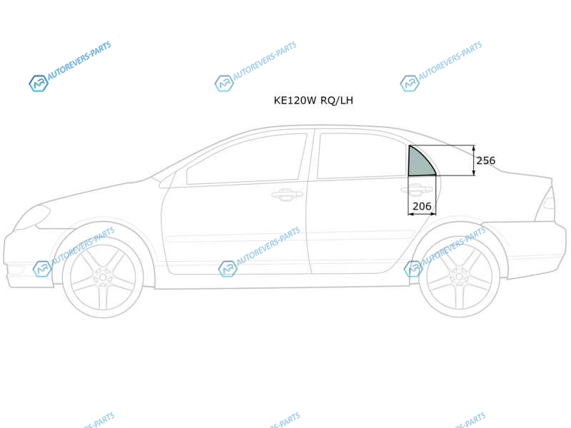 KE120W RQLH Стекло форточки (уголок) задней левой двери TOYOTA COROLLA 4D 00-06BYD F3 05