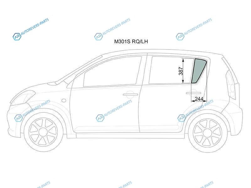 M301S RQLH Стекло форточки (уголок) задней левой двери TOYOTA PASSODAIHATSU BOONSIRION 04-09