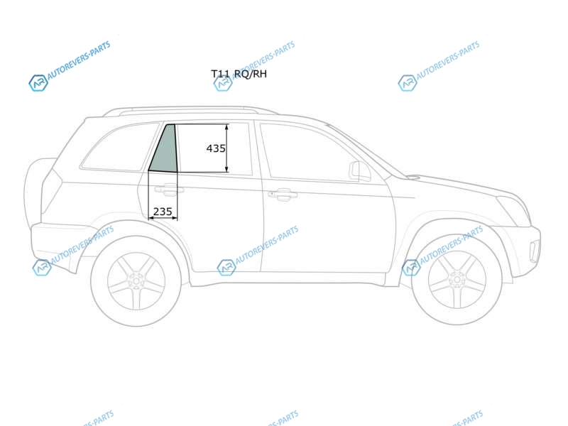 T11 RQRH Стекло форточки (уголок) задней правой двери CHERY TIGGO 05-13