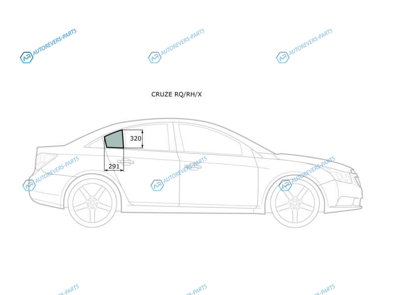 CRUZE RQRHX Стекло форточки (уголок) задней правой двери CHEVROLET 4D 09-15DAEWOO LACETTI 09-