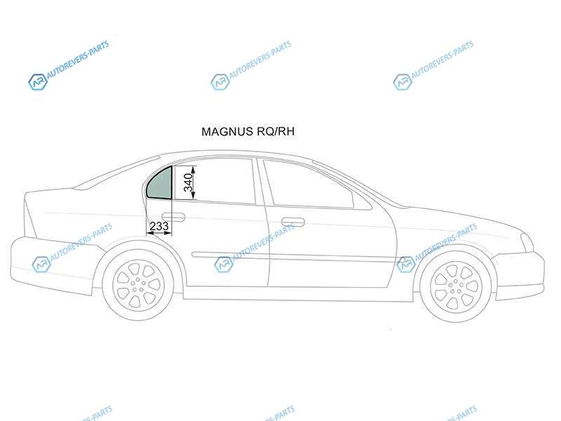 MAGNUS RQRH Стекло форточки (уголок) задней правой двери CHEVROLET EVANDA 04-06 DAEWOO 00-06
