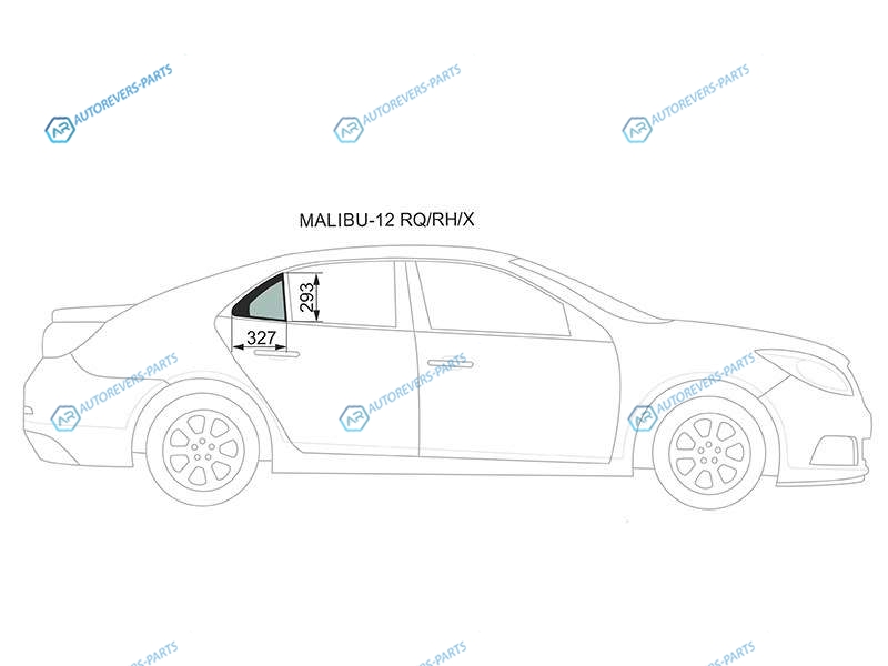 MALIBU-12 RQRHX Стекло форточки (уголок) задней правой двери CHEVROLET MALIBU 4D 12-16